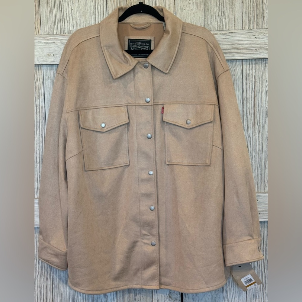 Levi Strauss & Co Women's Utility Jacket in Tan Sz 3x NWT Zipper & Snaps